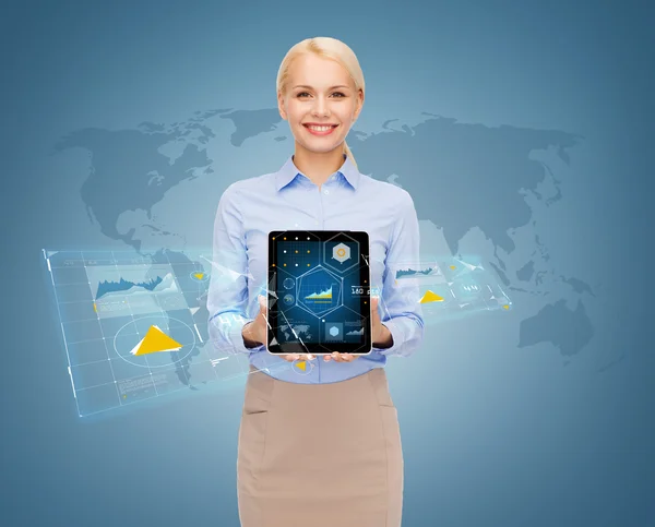 Smiling businesswoman with tablet pc computer — Stock Photo, Image