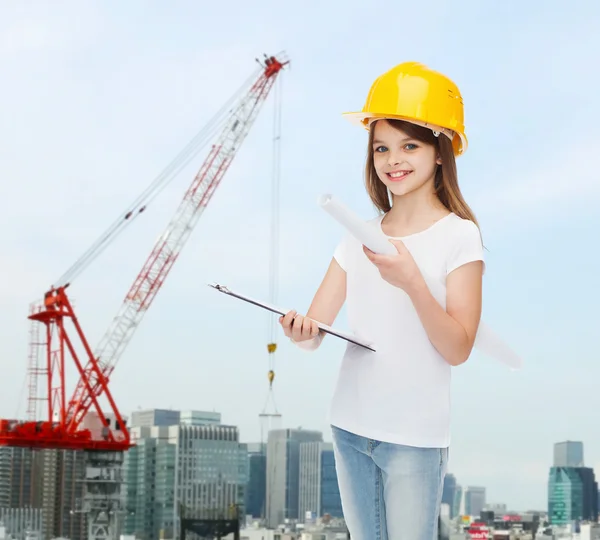 Smiling little girl in protective helmet — Stock Photo, Image