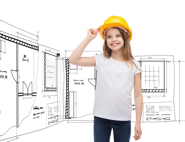 Smiling little girl in helmet and white t-shirt — Stock Photo, Image