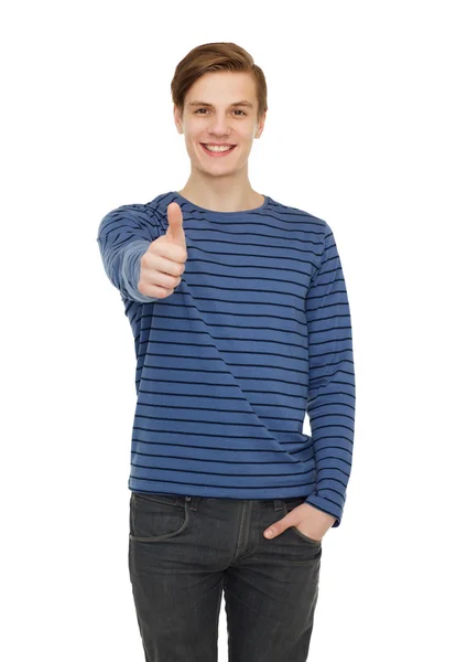 Sorrindo adolescente menino mostrando polegares para cima — Fotografia de Stock