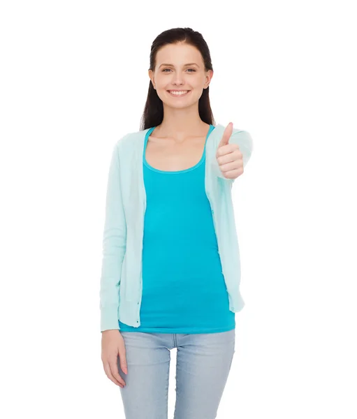 Smiling teenage girl showing thumbs up — Stock Photo, Image