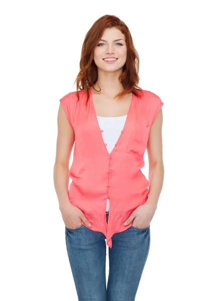 Mosolygó tizenéves lány alkalmi ruhák Stock Kép