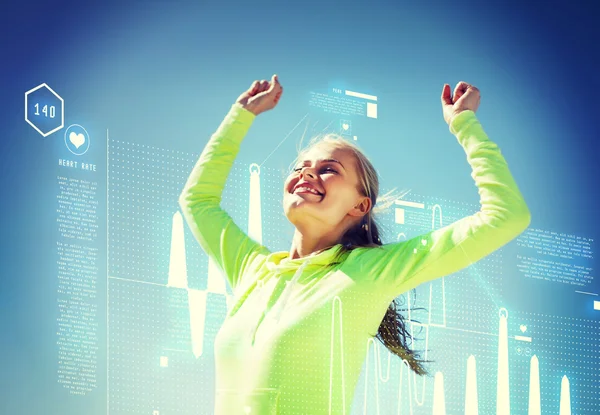 Woman runner celebrating victory — Stock Photo, Image