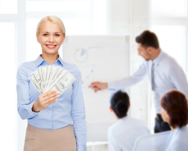 Young businesswoman with dollar cash money — Stock Photo, Image