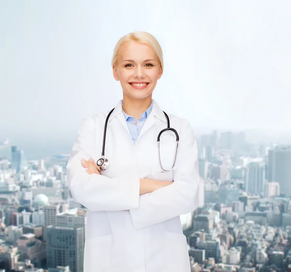 Serious female doctor with stethoscope — Stock Photo, Image