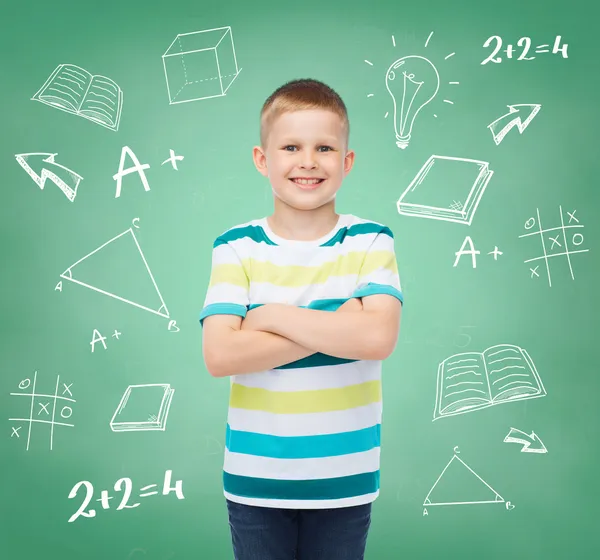 Little boy in casual clothes with arms crossed — Stock Photo, Image