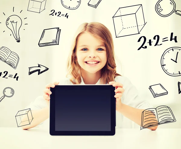 Ragazza con tablet pc a scuola — Foto Stock