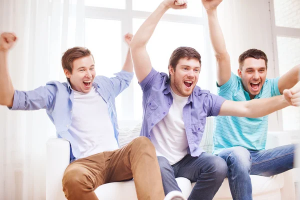 Happy male friends at home — Stock Photo, Image