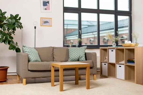 Sofa with cushions at cozy home living room — Stock Photo, Image