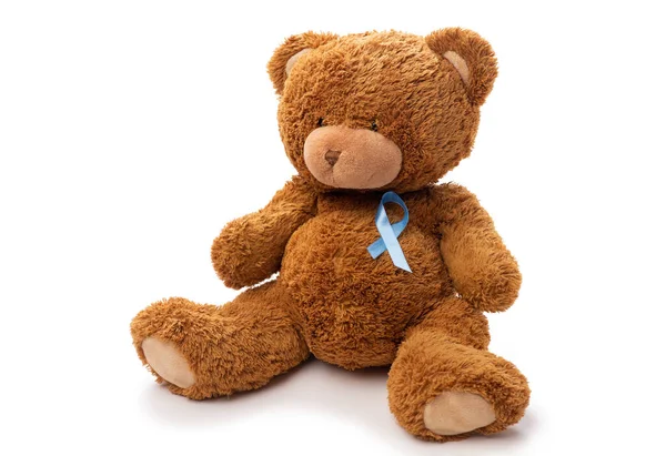 Teddy bear with prostate cancer awareness ribbon — Stock Photo, Image