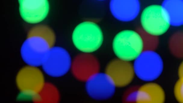 Close up of electric garland lights in dark room — Vídeo de Stock