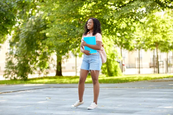 Африканська студентка з блокнотами в місті — стокове фото