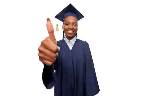 Glad kvinnlig doktorand i kartong — Stockfoto