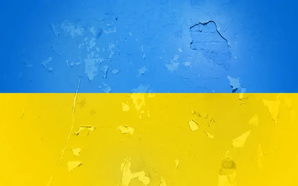Gammal vägg målad i färger av flagga ukrainska — Stockfoto