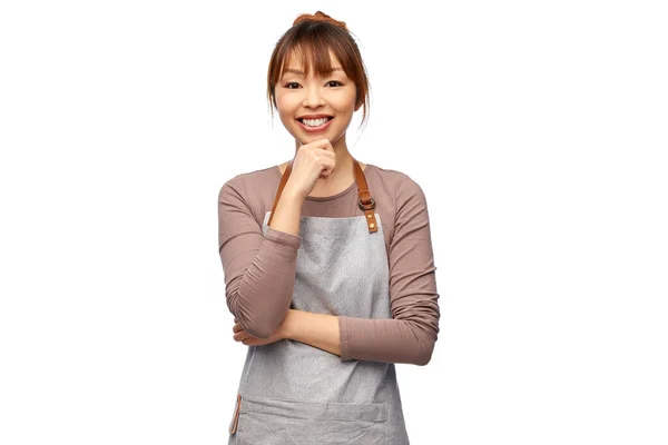 Szczęśliwa uśmiechnięta kobieta, kucharka lub kelnerka — Zdjęcie stockowe