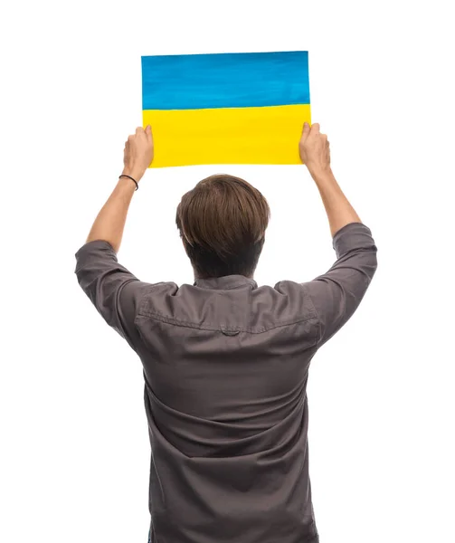 Man holding flag of ukraine — Foto de Stock