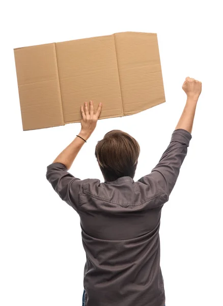 Man with poster protesting on demonstration — Stock Photo, Image