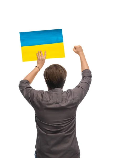 Man holding flag of ukraine — Photo