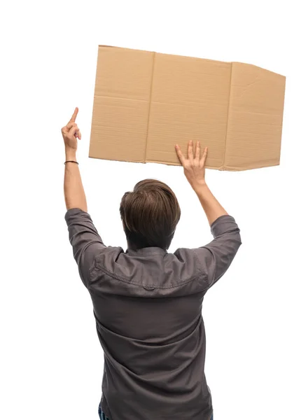 Man with poster protesting on demonstration — Stock Photo, Image