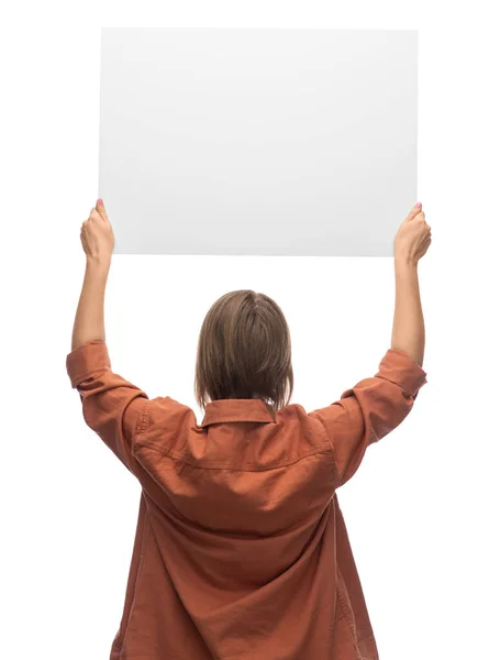 Woman with poster protesting on demonstration — Stockfoto