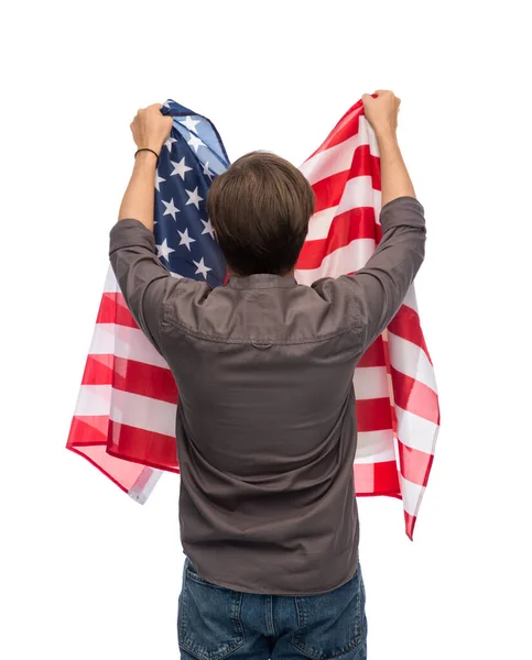 Άνθρωπος με σημαία των Ηνωμένων Πολιτειών της Αμερικής — Φωτογραφία Αρχείου
