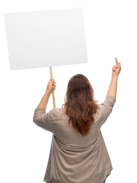 Woman with poster protesting on demonstration — Zdjęcie stockowe