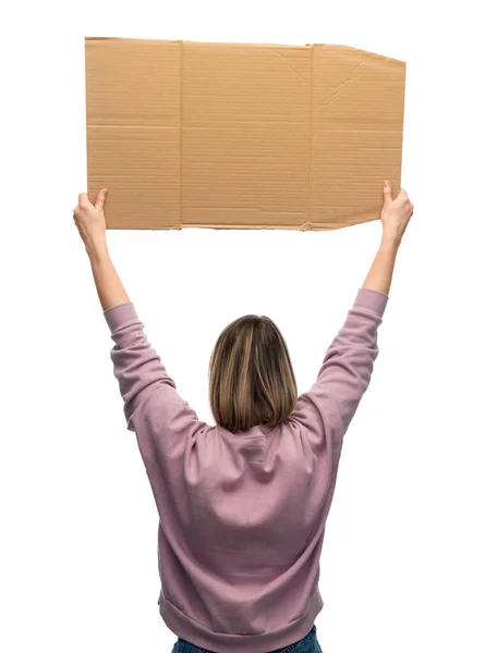 Woman with poster protesting on demonstration — Stock Photo, Image