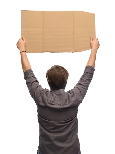 Man with poster protesting on demonstration — Foto de Stock