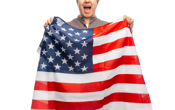 아메리카 합중국의 국기를 가진 남자 — 스톡 사진