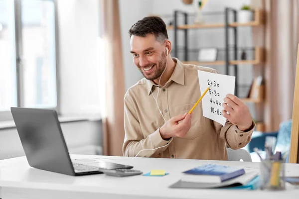 Distance Education Primary School Remote Job Concept Happy Smiling Male — Stock Photo, Image