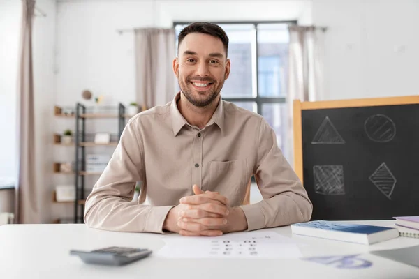 Distance Education School Remote Job Concept Happy Smiling Male Teacher — Stock Photo, Image