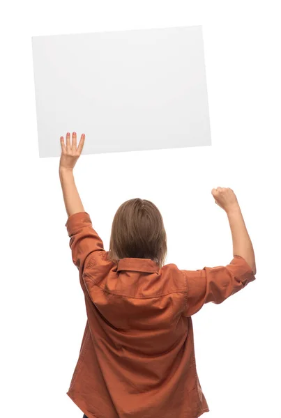 Feminism Human Rights Concept Woman Poster Protesting Demonstration White Background — Stockfoto