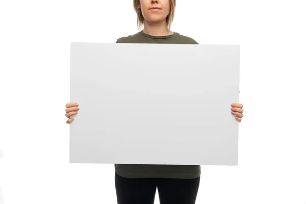 Feminism Human Rights Concept Woman Poster Protesting Demonstration White Background — Stock Photo, Image