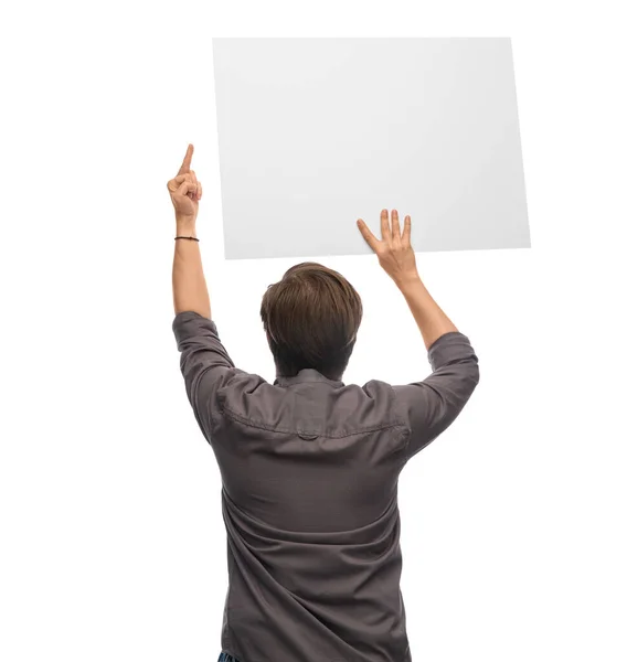 People Human Rights Concept Man Poster Protesting Demonstration Showing Middle — Stock Photo, Image