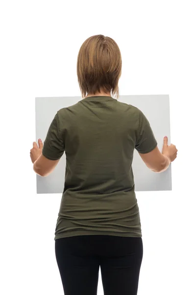 Feminism Human Rights Concept Woman Poster Protesting Demonstration White Background — Stockfoto