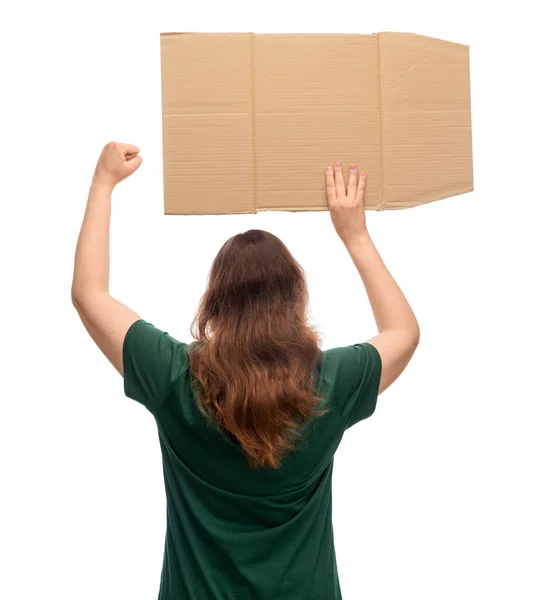 Feminisme Mensenrechtenconcept Vrouw Met Affiche Protesteert Tegen Demonstratie Witte Achtergrond — Stockfoto