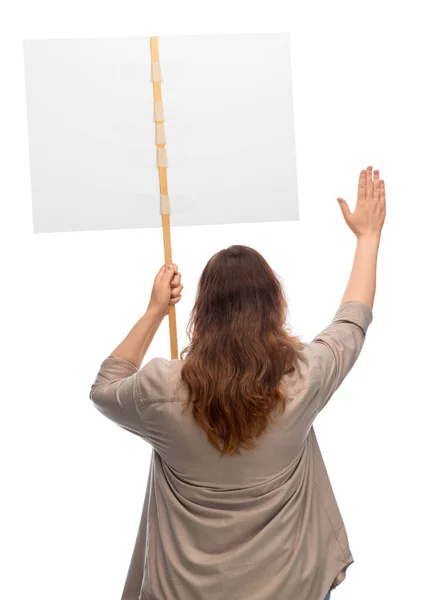 Feminismo Conceito Direitos Humanos Mulher Com Cartaz Protestando Manifestação Mostrando — Fotografia de Stock