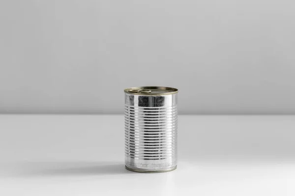 Food Eating Preserve Concept Close Tin Can Preserve Table — Stock Photo, Image