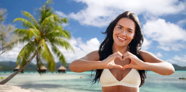 Viagem Turismo Conceito Férias Verão Feliz Sorridente Jovem Biquíni Maiô — Fotografia de Stock