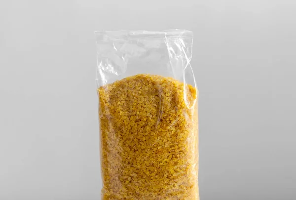 Food Storage Healthy Eating Diet Concept Close Bulgur Plastic Bag —  Fotos de Stock