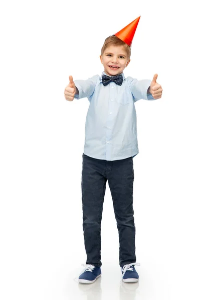 Birthday Childhood People Concept Portrait Smiling Little Boy Party Hat —  Fotos de Stock