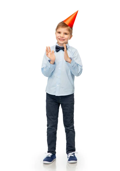 Birthday Childhood People Concept Portrait Smiling Little Boy Party Hat — Fotografia de Stock