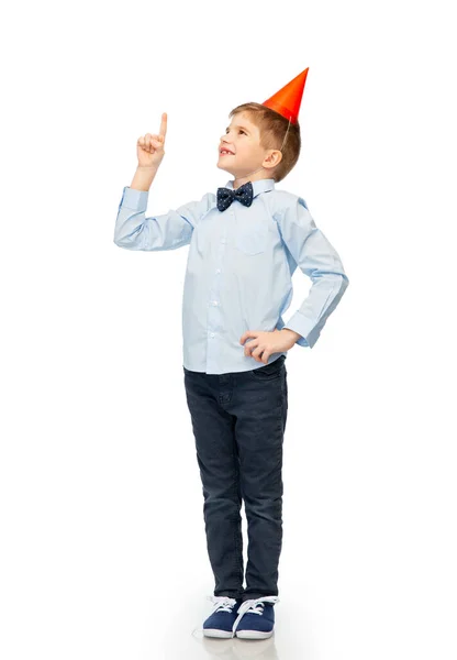 Birthday Childhood People Concept Portrait Smiling Little Boy Party Hat — Stock Photo, Image