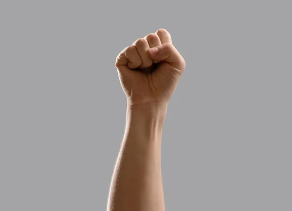 Борьба Агрессия Жест Концепция Крупным Планом Мужской Руки Показывая Кулак — стоковое фото