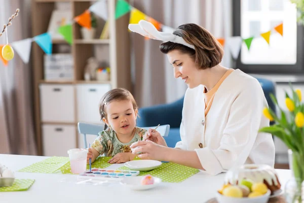 Holidays Family People Concept Happy Mother Little Baby Daughter Coloring — Stock Photo, Image