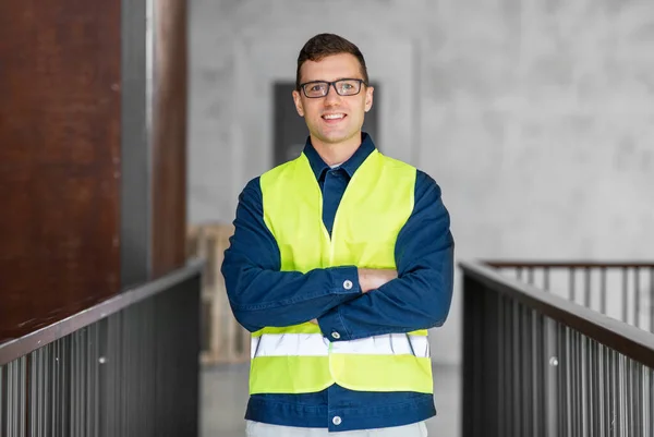 Architecture Construction Business Building Concept Happy Smiling Male Architect Safety — Stock Photo, Image