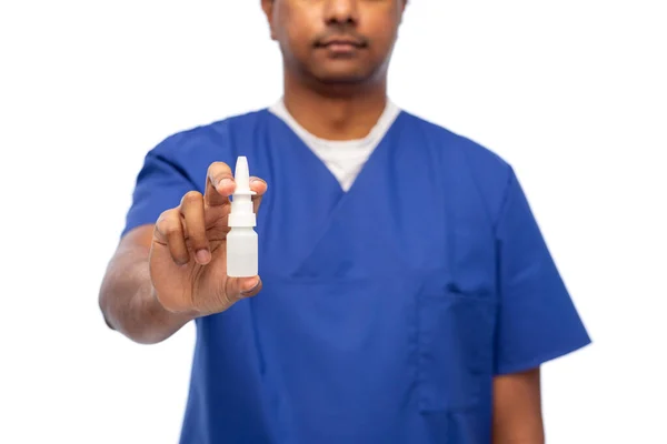 Healthcare Profession Medicine Concept Close Doctor Male Nurse Blue Uniform — Stockfoto