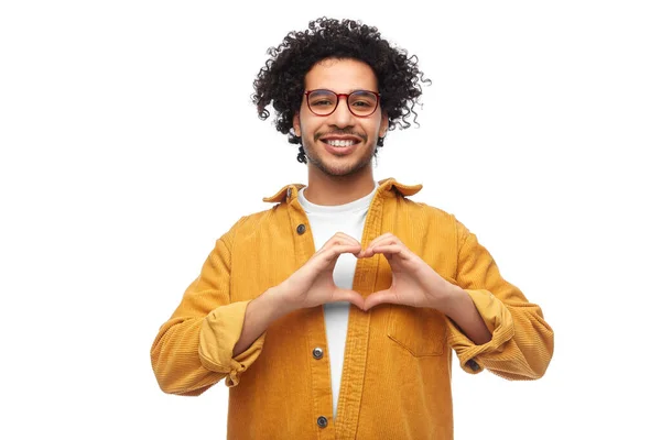 Love Valentines Day Charity Concept Happy Smiling Man Glasses Yellow — Stok fotoğraf