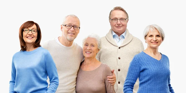 Concepto Vejez Gente Grupo Hombres Mujeres Ancianos Sonrientes Felices Aislados —  Fotos de Stock