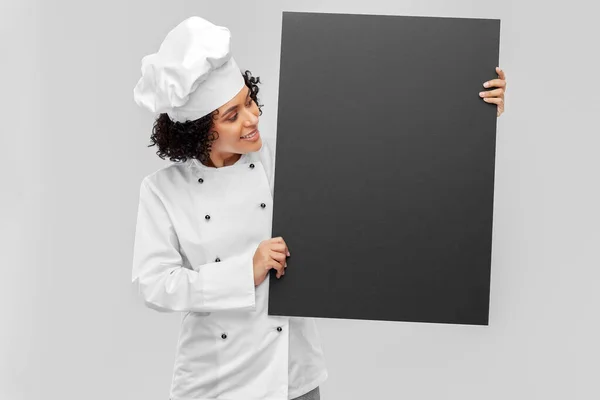 Kochen Werbung Und Personenkonzept Glücklich Lächelnde Köchin Weißer Jacke Mit — Stockfoto